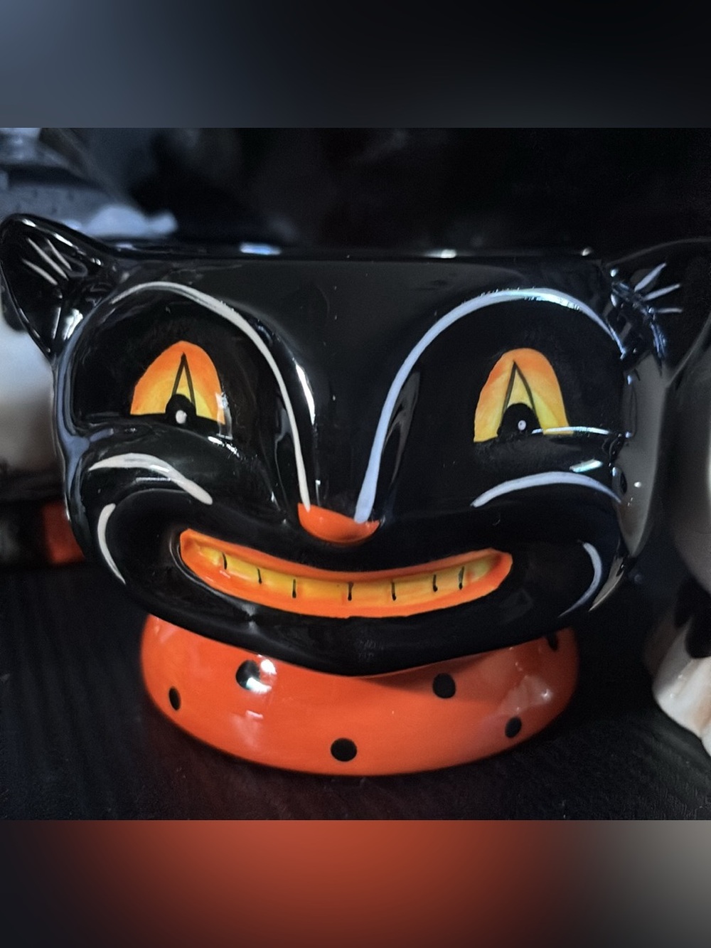Johanna Parker Black & Orange cat candy bowl